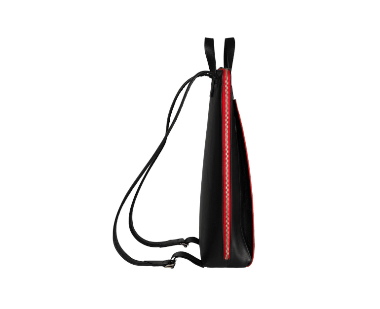 CANUSSA URBAN BLACK_RED Rucksack veganes Leder nachhaltig aus recycelten Plastikflaschen Seite